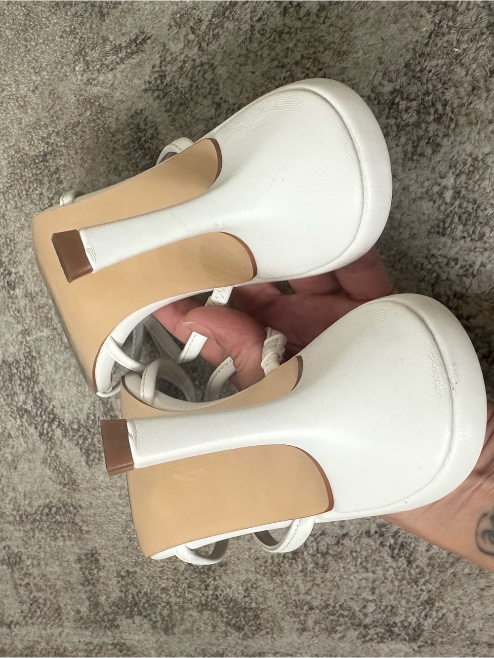 Dolce Vita White Strappy Square Toe Heeled Sandals - Picture 6 of 6